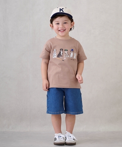 petit main（プティマイン）の「【防汚加工】DOGグラフィック半袖Tシャツ（Tシャツ/カットソー・キッズ・ラベンダー/モカ/オフホワイト・100cm/90cm/110cm/80ｃｍ/120cm/130cm）」の10枚目の写真