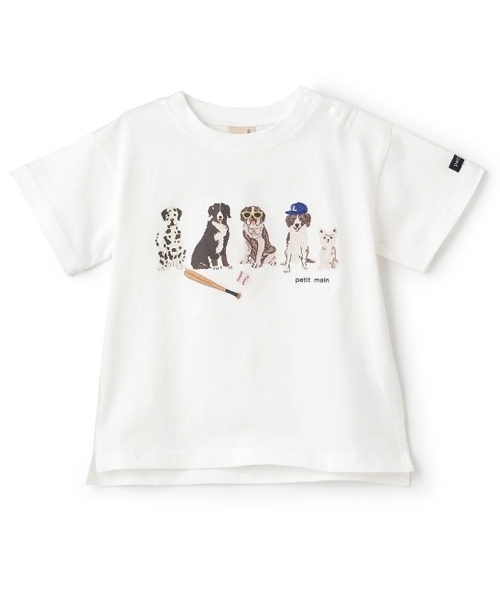 petit main（プティマイン）の「【防汚加工】DOGグラフィック半袖Tシャツ（Tシャツ/カットソー・キッズ・ラベンダー/モカ/オフホワイト・100cm/90cm/110cm/80ｃｍ/120cm/130cm）」の11枚目の写真