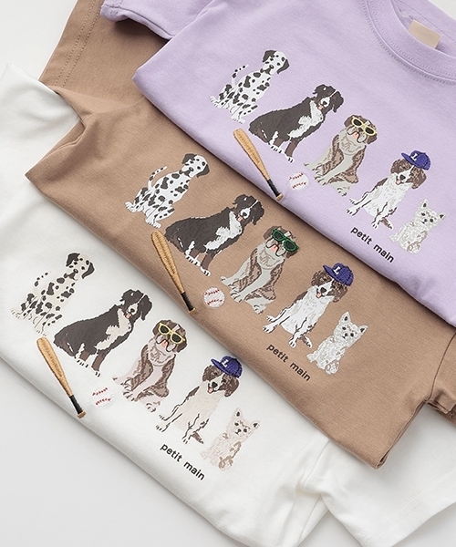 petit main（プティマイン）の「【防汚加工】DOGグラフィック半袖Tシャツ（Tシャツ/カットソー・キッズ・ラベンダー/モカ/オフホワイト・100cm/90cm/110cm/80ｃｍ/120cm/130cm）」の15枚目の写真
