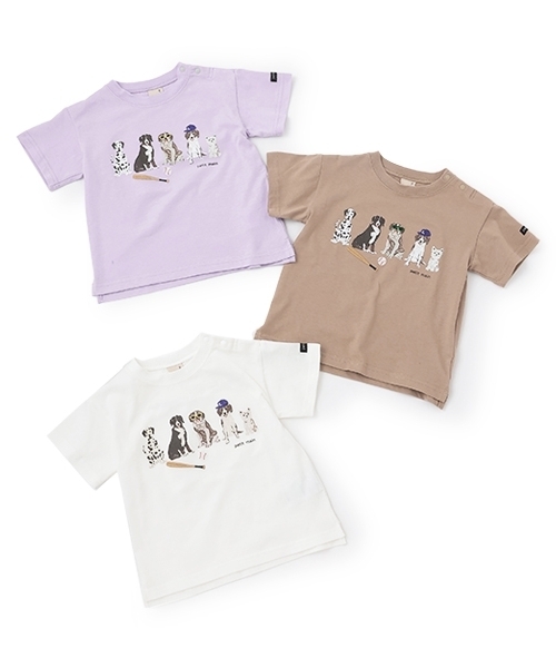 petit main（プティマイン）の「【防汚加工】DOGグラフィック半袖Tシャツ（Tシャツ/カットソー・キッズ・ラベンダー/モカ/オフホワイト・100cm/90cm/110cm/80ｃｍ/120cm/130cm）」の21枚目の写真