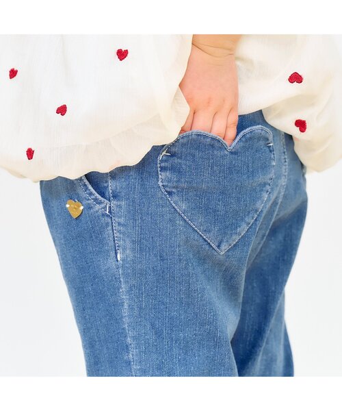 apres les cours（アプレレクール）の「【ジュニア対応】ハートポケットクロップドきゅんパンツ（その他パンツ・キッズ・アイボリー/チェック/インディゴブルー・80/110/90/100/140/130/120）」の11枚目の写真