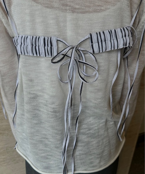 lawgy（ラウジー）の「string ribbon gather stripe bustier / ストリングリボンギャザーストライプビスチェ（その他トップス・レディース・ブルー/クリーム/ブラック・FREE）」の14枚目の写真