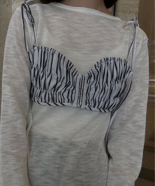 lawgy（ラウジー）の「string ribbon gather stripe bustier / ストリングリボンギャザーストライプビスチェ（その他トップス・レディース・ブルー/クリーム/ブラック・FREE）」の11枚目の写真