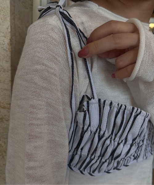 lawgy（ラウジー）の「string ribbon gather stripe bustier / ストリングリボンギャザーストライプビスチェ（その他トップス・レディース・ブルー/クリーム/ブラック・FREE）」の13枚目の写真