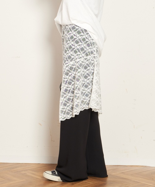AP STUDIO(エーピーストゥディオ)の「【PROVOKE/プロヴォーク】stretch lace asymmetry skirt(スカート・レディース・ホワイト/ブラック・FREE)」の3枚目の写真