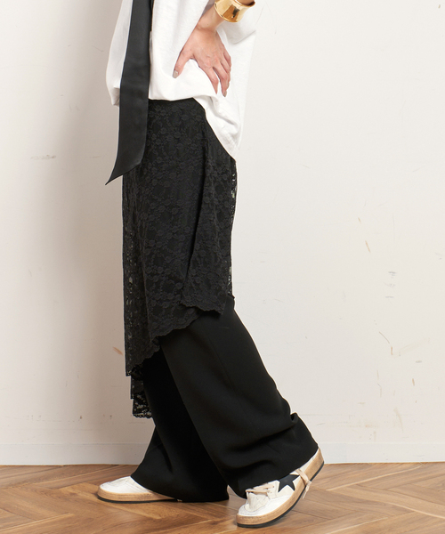 AP STUDIO(エーピーストゥディオ)の「【PROVOKE/プロヴォーク】stretch lace asymmetry skirt(スカート・レディース・ホワイト/ブラック・FREE)」の5枚目の写真