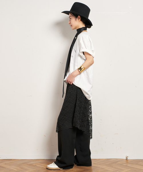PROVOKE/プロヴォーク】stretch lace asymmetry skirt