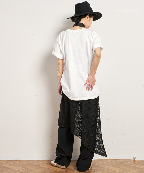 PROVOKE/プロヴォーク】stretch lace asymmetry skirt