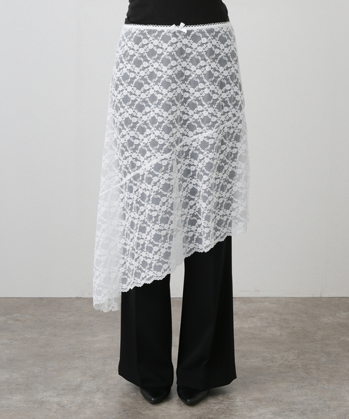 AP STUDIO(エーピーストゥディオ)の「【PROVOKE/プロヴォーク】stretch lace asymmetry skirt(スカート・レディース・ホワイト/ブラック・FREE)」の10枚目の写真
