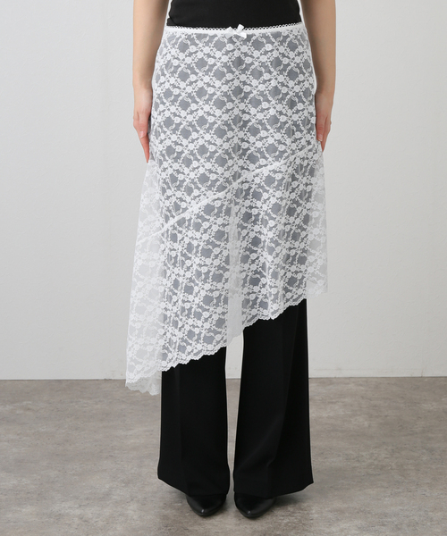 AP STUDIO(エーピーストゥディオ)の「【PROVOKE/プロヴォーク】stretch lace asymmetry skirt(スカート・レディース・ホワイト/ブラック・FREE)」の11枚目の写真