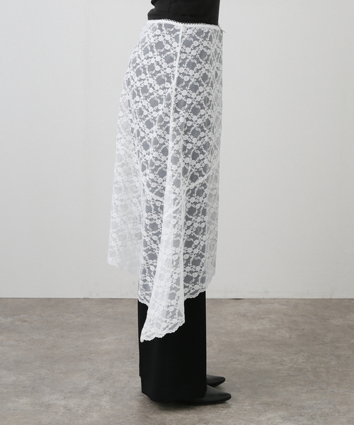 PROVOKE/プロヴォーク】stretch lace asymmetry skirt