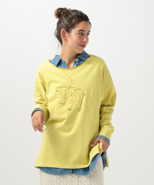 BAYFLOW（ベイフロー）の「ピグメントボートネックロングスリーブT（Tシャツ/カットソー・レディース・チャコール/イエロー/オフホワイト・FREE）」の3枚目の写真