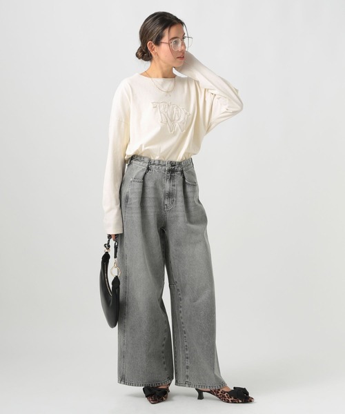 BAYFLOW（ベイフロー）の「ピグメントボートネックロングスリーブT（Tシャツ/カットソー・レディース・チャコール/イエロー/オフホワイト・FREE）」の9枚目の写真