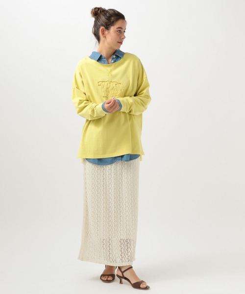 BAYFLOW（ベイフロー）の「ピグメントボートネックロングスリーブT（Tシャツ/カットソー・レディース・チャコール/イエロー/オフホワイト・FREE）」の11枚目の写真