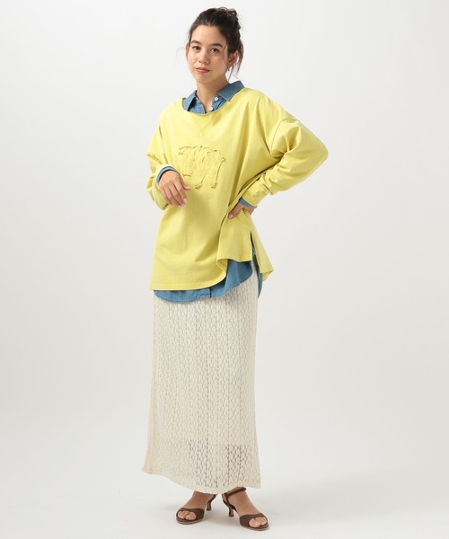 BAYFLOW（ベイフロー）の「ピグメントボートネックロングスリーブT（Tシャツ/カットソー・レディース・チャコール/イエロー/オフホワイト・FREE）」の12枚目の写真