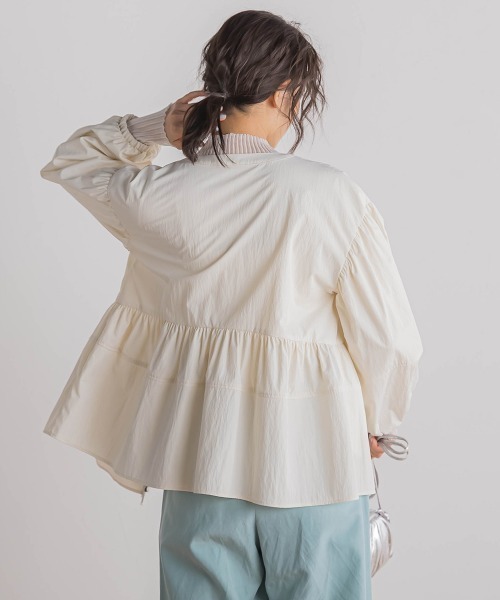 Droite lautreamont（ドロワットロートレアモン）の「P/Nヴィンテージリズペプラムブルゾン≪手洗い可能≫（ブルゾン・レディース・ネイビー/オフホワイト・M）」の5枚目の写真