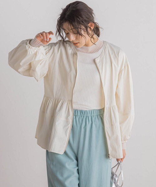 Droite lautreamont（ドロワットロートレアモン）の「P/Nヴィンテージリズペプラムブルゾン≪手洗い可能≫（ブルゾン・レディース・ネイビー/オフホワイト・M）」の3枚目の写真