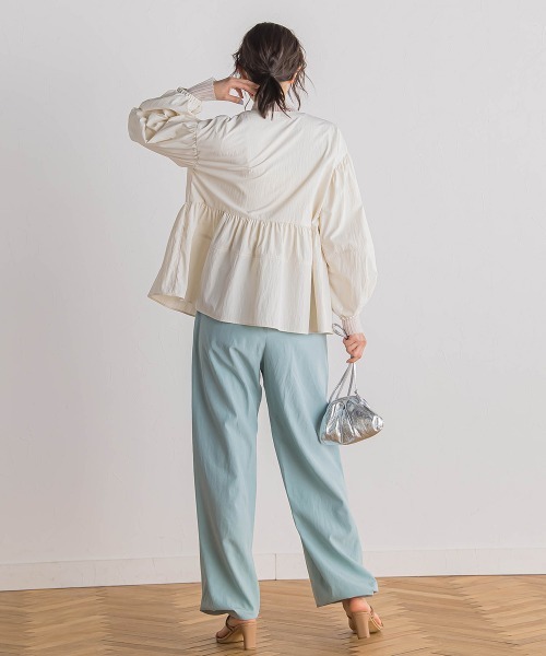 Droite lautreamont（ドロワットロートレアモン）の「P/Nヴィンテージリズペプラムブルゾン≪手洗い可能≫（ブルゾン・レディース・ネイビー/オフホワイト・M）」の11枚目の写真