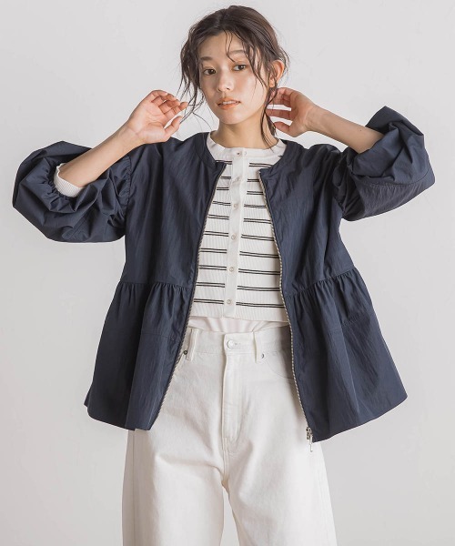 Droite lautreamont（ドロワットロートレアモン）の「P/Nヴィンテージリズペプラムブルゾン≪手洗い可能≫（ブルゾン・レディース・ネイビー/オフホワイト・M）」の17枚目の写真