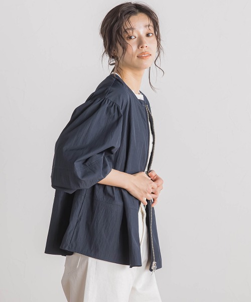 Droite lautreamont（ドロワットロートレアモン）の「P/Nヴィンテージリズペプラムブルゾン≪手洗い可能≫（ブルゾン・レディース・ネイビー/オフホワイト・M）」の20枚目の写真