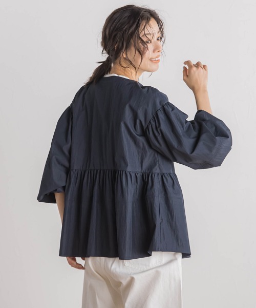 Droite lautreamont（ドロワットロートレアモン）の「P/Nヴィンテージリズペプラムブルゾン≪手洗い可能≫（ブルゾン・レディース・ネイビー/オフホワイト・M）」の21枚目の写真