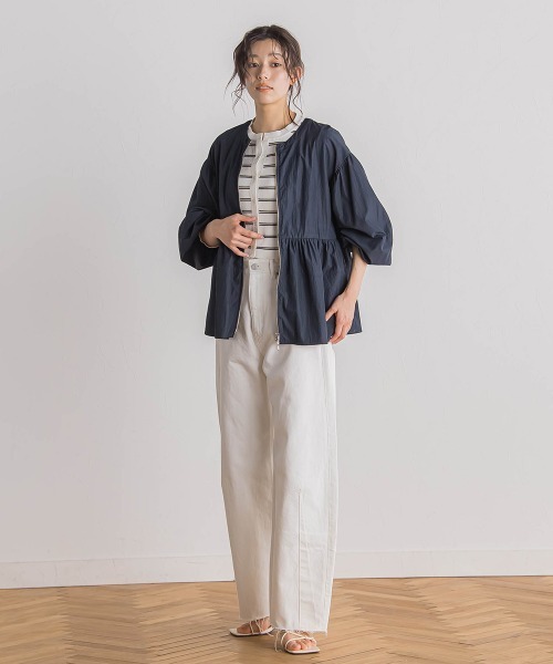 Droite lautreamont（ドロワットロートレアモン）の「P/Nヴィンテージリズペプラムブルゾン≪手洗い可能≫（ブルゾン・レディース・ネイビー/オフホワイト・M）」の22枚目の写真