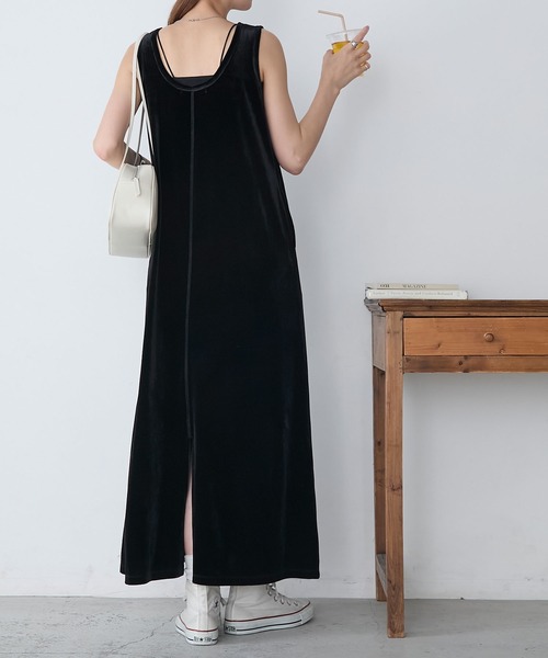 ベロアノースリーブワンピース（ワンピース）｜BONLECILL