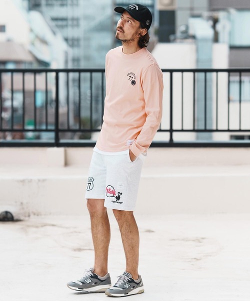 seventy seven(セブンティセブン)の「mlt5167-middle onz L-S t-shirts (77arch) ロンT(Tシャツ/カットソー・メンズ・ピンク/ホワイト×ブラック/ブラック/ホワイト×ピンク・S/M/L/XL)」の9枚目の写真
