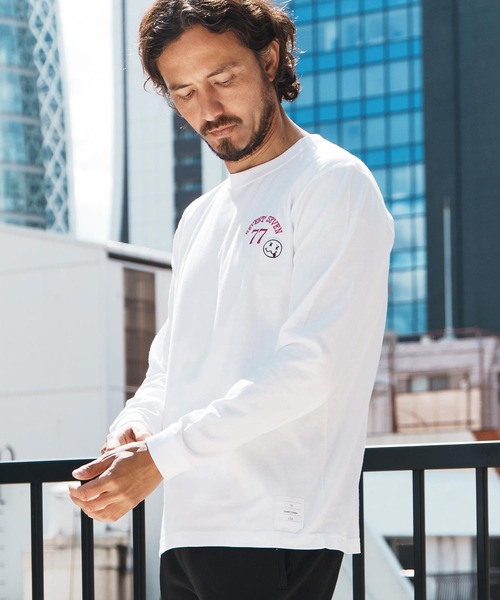 seventy seven(セブンティセブン)の「mlt5167-middle onz L-S t-shirts (77arch) ロンT(Tシャツ/カットソー・メンズ・ピンク/ホワイト×ブラック/ブラック/ホワイト×ピンク・S/M/L/XL)」の11枚目の写真