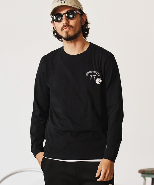 seventy seven(セブンティセブン)の「mlt5167-middle onz L-S t-shirts (77arch) ロンT(Tシャツ/カットソー・メンズ・ピンク/ホワイト×ブラック/ブラック/ホワイト×ピンク・S/M/L/XL)」の15枚目の写真
