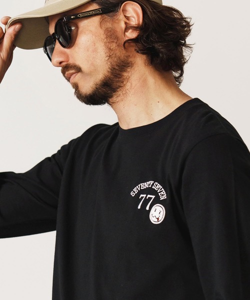 seventy seven(セブンティセブン)の「mlt5167-middle onz L-S t-shirts (77arch) ロンT(Tシャツ/カットソー・メンズ・ピンク/ホワイト×ブラック/ブラック/ホワイト×ピンク・S/M/L/XL)」の16枚目の写真