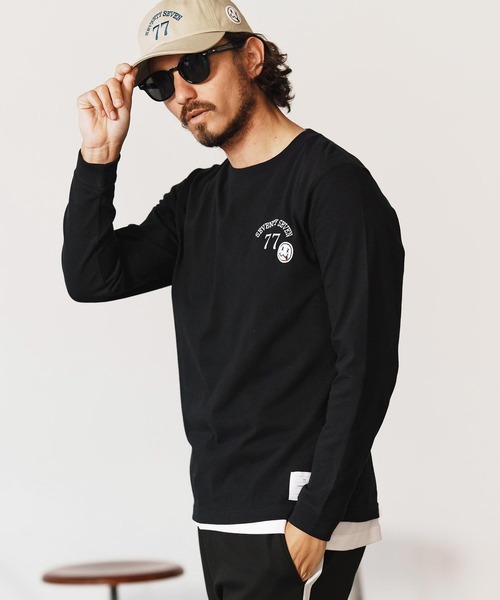 seventy seven(セブンティセブン)の「mlt5167-middle onz L-S t-shirts (77arch) ロンT(Tシャツ/カットソー・メンズ・ピンク/ホワイト×ブラック/ブラック/ホワイト×ピンク・S/M/L/XL)」の17枚目の写真