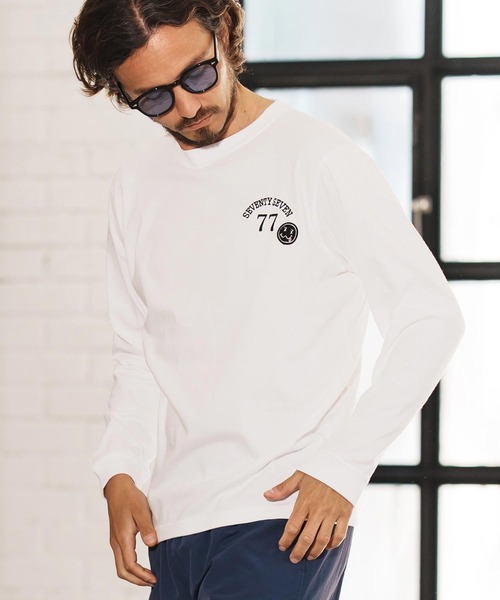 seventy seven(セブンティセブン)の「mlt5167-middle onz L-S t-shirts (77arch) ロンT(Tシャツ/カットソー・メンズ・ピンク/ホワイト×ブラック/ブラック/ホワイト×ピンク・S/M/L/XL)」の21枚目の写真