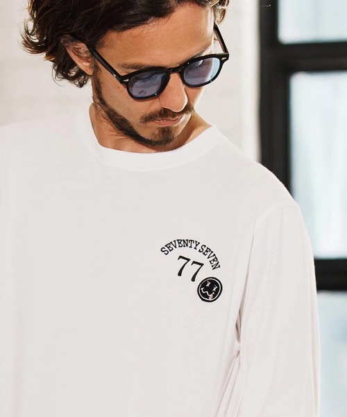 seventy seven(セブンティセブン)の「mlt5167-middle onz L-S t-shirts (77arch) ロンT(Tシャツ/カットソー・メンズ・ピンク/ホワイト×ブラック/ブラック/ホワイト×ピンク・S/M/L/XL)」の22枚目の写真
