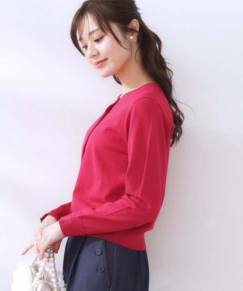 couture brooch（クチュールブローチ）の「イロイロ釦ニットカーデ（カーディガン/ボレロ・レディース・ライトブルー/オフホワイト/ピンク系・42/38）」の17枚目の写真