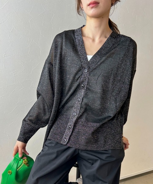 【WEB限定】ラメニットカーディガン≪手洗い可能≫
