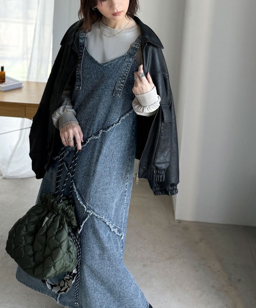 セール】綿100％☆大人カジュアルを極める!Vネックフリンジ切り替え