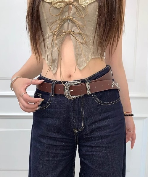 lilful(リルフル)の「スターモチーフスタッズデザインベルト(ベルト・レディース・ブラック/ブラウン・F)」の13枚目の写真