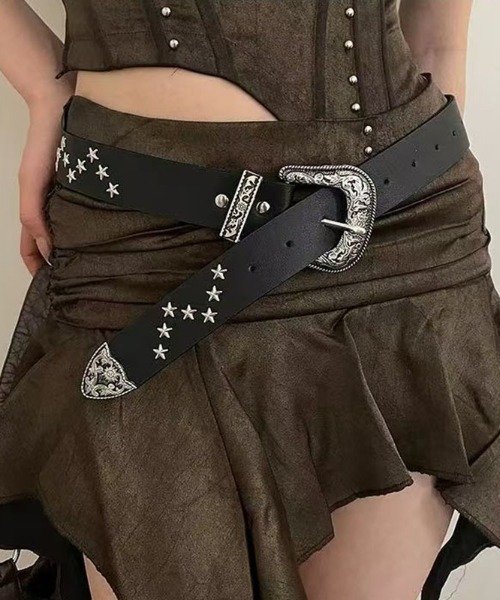 lilful(リルフル)の「スターモチーフスタッズデザインベルト(ベルト・レディース・ブラック/ブラウン・F)」の7枚目の写真