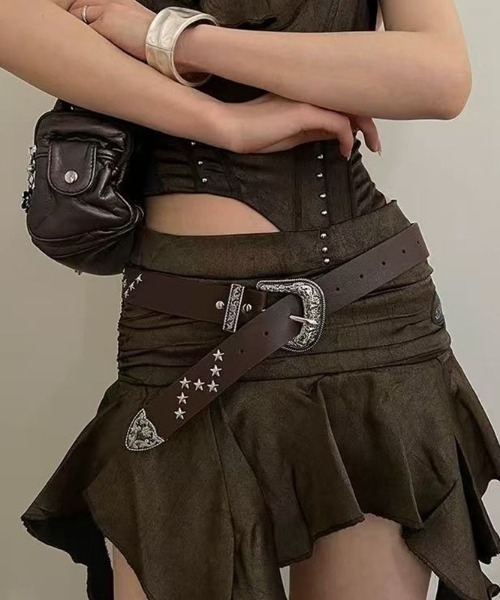 lilful(リルフル)の「スターモチーフスタッズデザインベルト(ベルト・レディース・ブラック/ブラウン・F)」の9枚目の写真