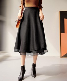 メッシュ、シフォン 裏地付き スカート