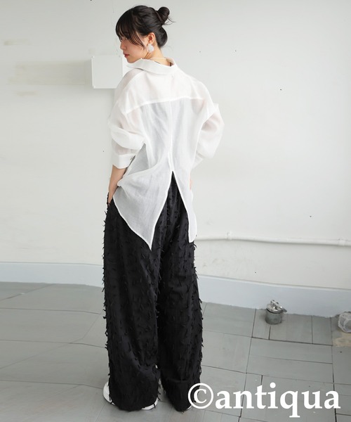 antiqua(アンティカ)の「フリンジワイドパンツ(その他パンツ・レディース・ブラック・ONESIZE)」の8枚目の写真