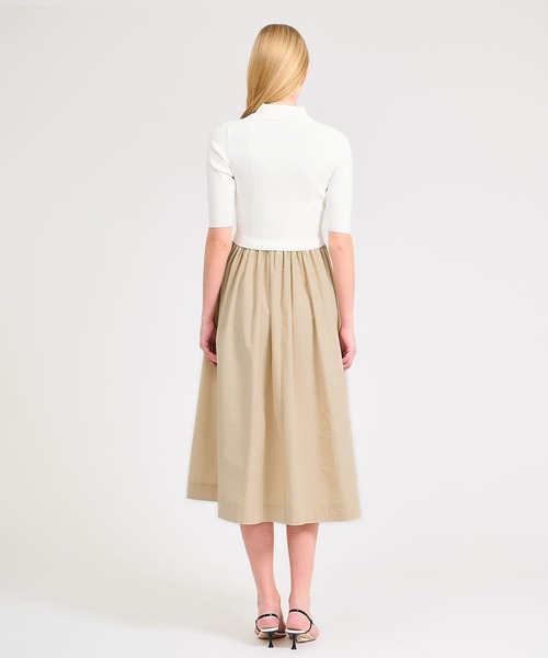 ESTNATION（エストネーション）の「ESTNATION / コンパクト レギュラーカラー フレアワンピース《EXCLUSIVE》（ワンピース・レディース・オフホワイト/ネイビー・FREE）」の8枚目の写真