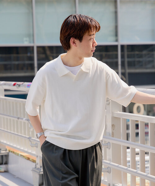 セール】【WHIMSIC】ファインニットショートスリーブポロシャツ