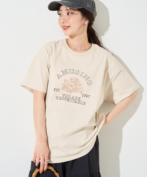 セール】限定展開 FLOWER 発泡 プリント 半袖 Tシャツ（Tシャツ
