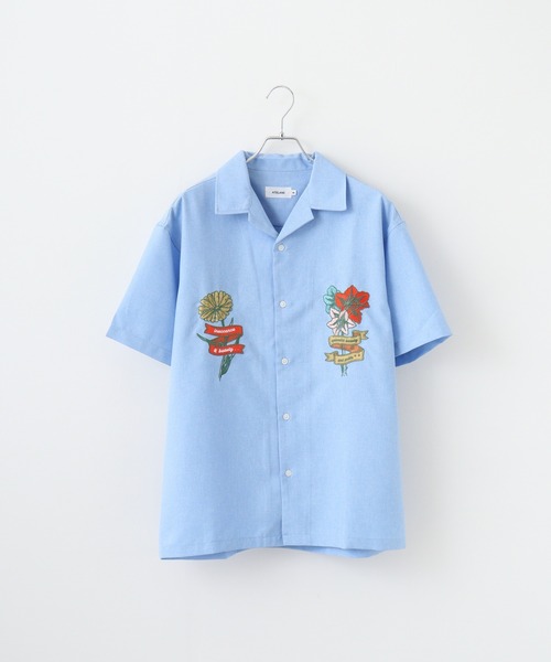 ATELANE（アテレーン）の「ATELANE アソート刺繍デザイン開襟シャツ（シャツ/ブラウス・メンズ・ベージュ系その他/ベージュ系その他2/グレー/サックスブルー/アイボリー/グレー系その他2/チャコールグレー/グレー系その他・M/XL/L）」の8枚目の写真