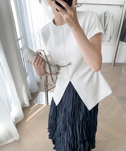 Miniministore(ミニミニストア)の「フロントスリットtシャツレディース半袖韓国風半袖(Tシャツ/カットソー・レディース・ブラック/ホワイト・M/L)」の12枚目の写真