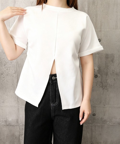 Miniministore(ミニミニストア)の「フロントスリットtシャツレディース半袖韓国風半袖(Tシャツ/カットソー・レディース・ブラック/ホワイト・M/L)」の17枚目の写真