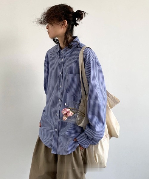 FreeZone(フリーゾーン)の「ストライプオーバーシャツ(シャツ/ブラウス・メンズ・ライトブルー/ブルー・F)」の14枚目の写真