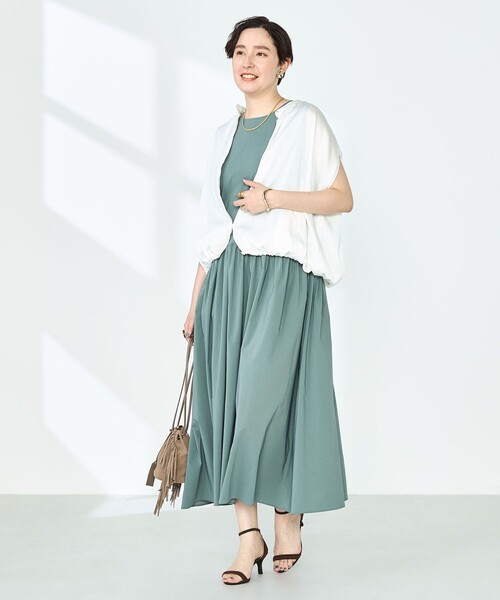 NOLLEY’S(ノーリーズ)の「撥水ストレッチタフタギャザーワンピース(ワンピース・レディース・オレンジ/ブラック/オリーブ・38/36)」の5枚目の写真